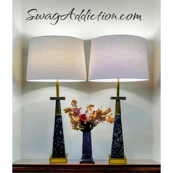 Tommi Parzinger Stiffel Table Lamps Paint Design Attributed to Jackson Pollock - Picture 2 of 10